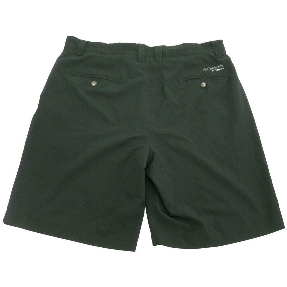 COLUMBIA Titanium Men's Size 34 Solid Black Flat Front Chino Golf Walking Shorts